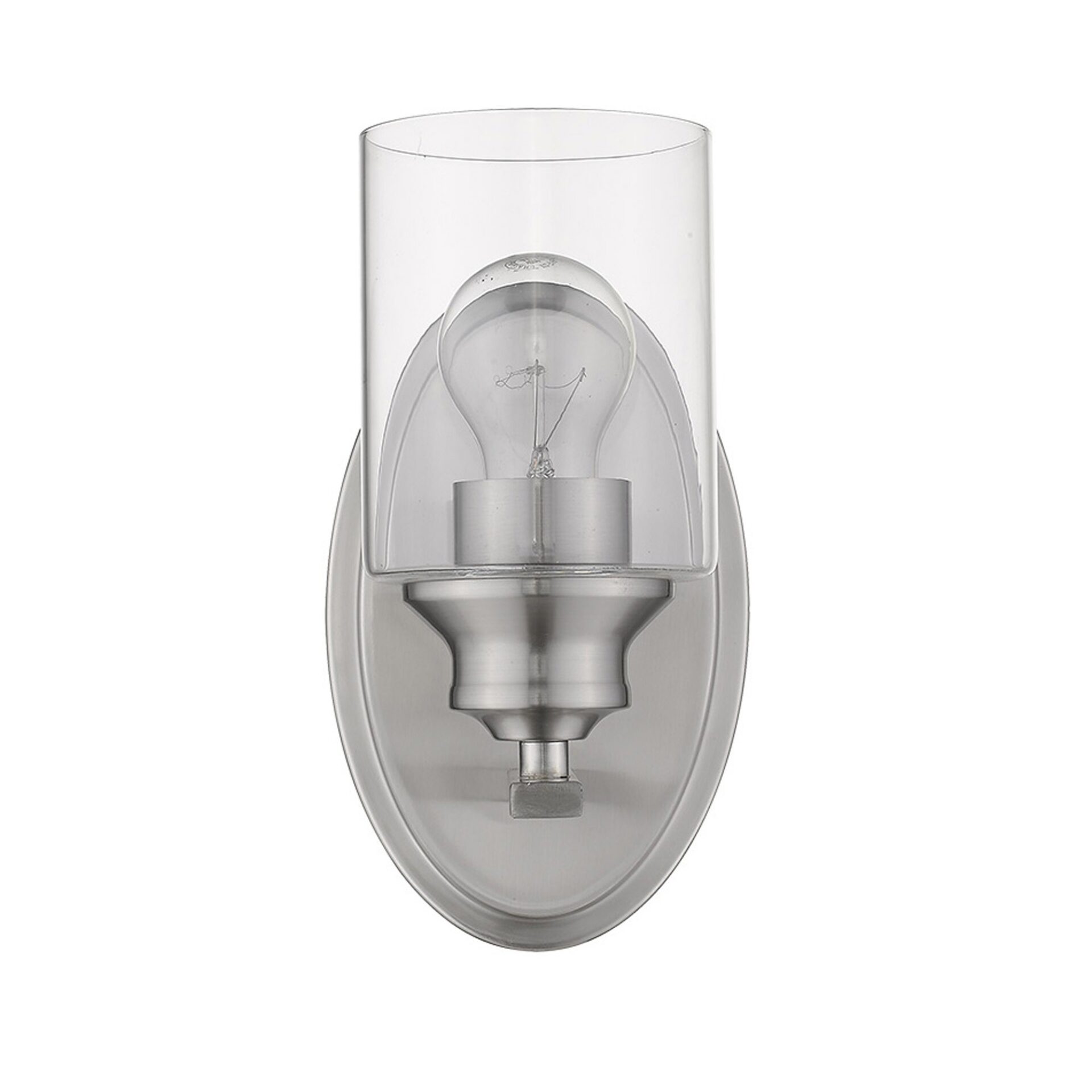 Silver Wall Sconce with Clear Glass Shade, Satin Finish 1 Silver Wall Sconce with Clear Glass Shade, Satin Finish