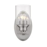 Silver Wall Sconce with Clear Glass Shade, Satin Finish 8 Silver Wall Sconce with Clear Glass Shade, Satin Finish