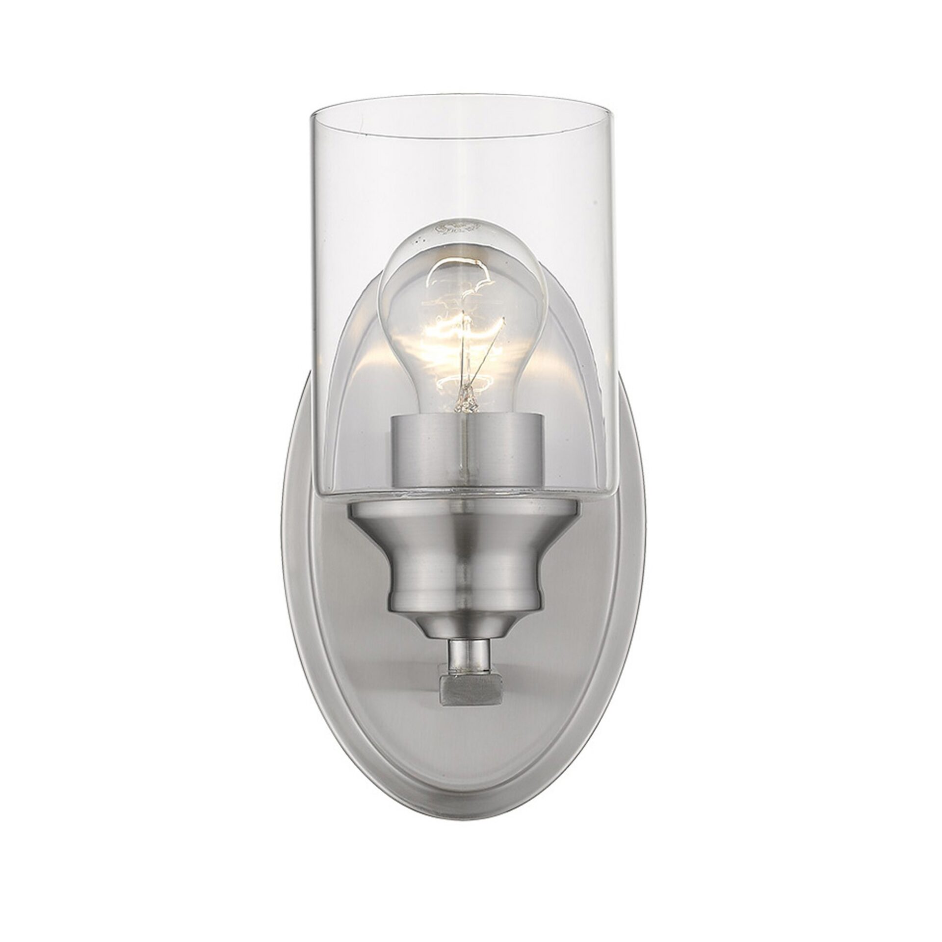Silver Wall Sconce with Clear Glass Shade, Satin Finish 3 Silver Wall Sconce with Clear Glass Shade, Satin Finish - Image 3