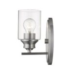 Silver Wall Sconce with Clear Glass Shade, Satin Finish 9 Silver Wall Sconce with Clear Glass Shade, Satin Finish