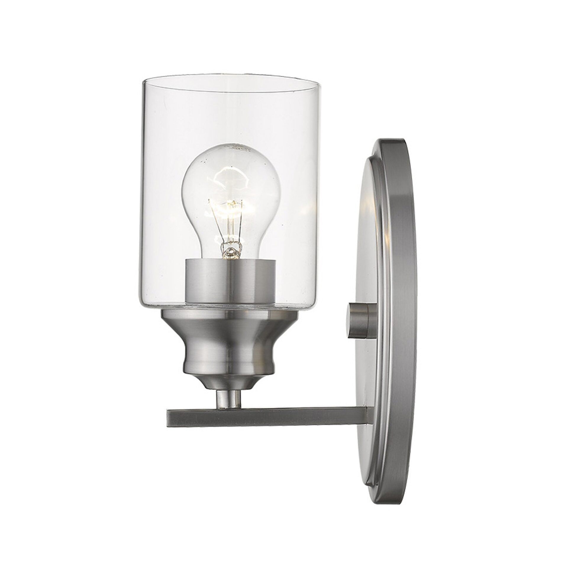 Silver Wall Sconce with Clear Glass Shade, Satin Finish 4 Silver Wall Sconce with Clear Glass Shade, Satin Finish - Image 4