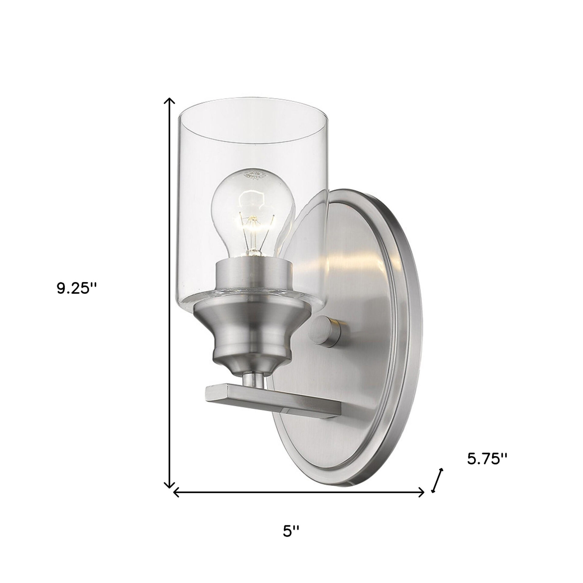 Silver Wall Sconce with Clear Glass Shade, Satin Finish 5 Silver Wall Sconce with Clear Glass Shade, Satin Finish - Image 5