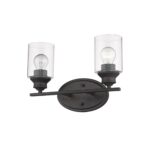 Bronze Two-Light Wall Light with Clear Glass Shades