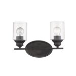 Bronze Two-Light Wall Light with Clear Glass Shades