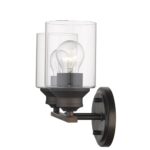 Bronze Two-Light Wall Light with Clear Glass Shades