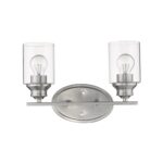 Two Light Silver Wall Sconce with Clear Glass 8 Two Light Silver Wall Sconce with Clear Glass