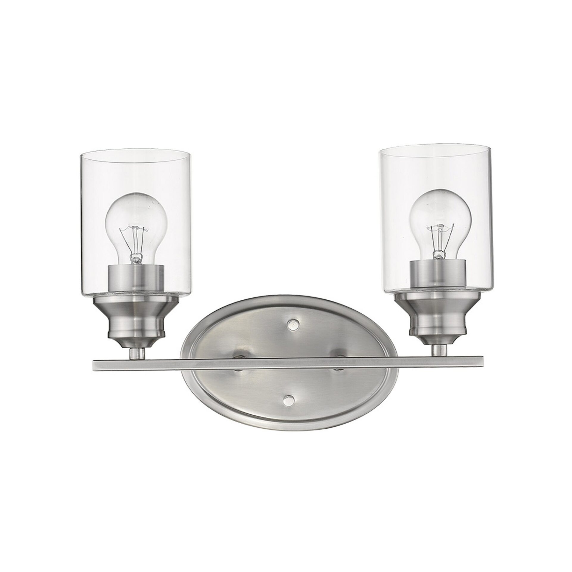 Two Light Silver Wall Sconce with Clear Glass 3 Two Light Silver Wall Sconce with Clear Glass - Image 3