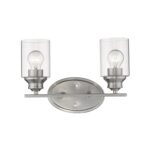 Two Light Silver Wall Sconce with Clear Glass 7 Two Light Silver Wall Sconce with Clear Glass