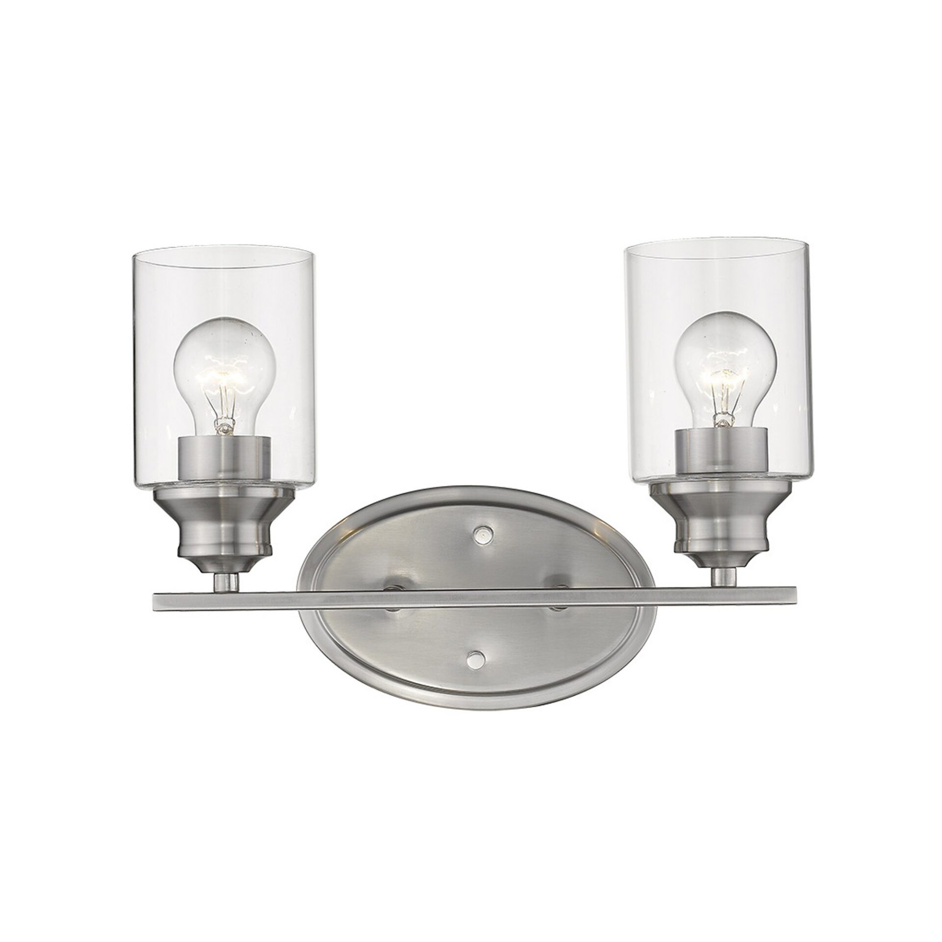 Two Light Silver Wall Sconce with Clear Glass 2 Two Light Silver Wall Sconce with Clear Glass - Image 2
