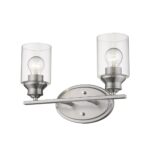 Two Light Silver Wall Sconce with Clear Glass 9 Two Light Silver Wall Sconce with Clear Glass