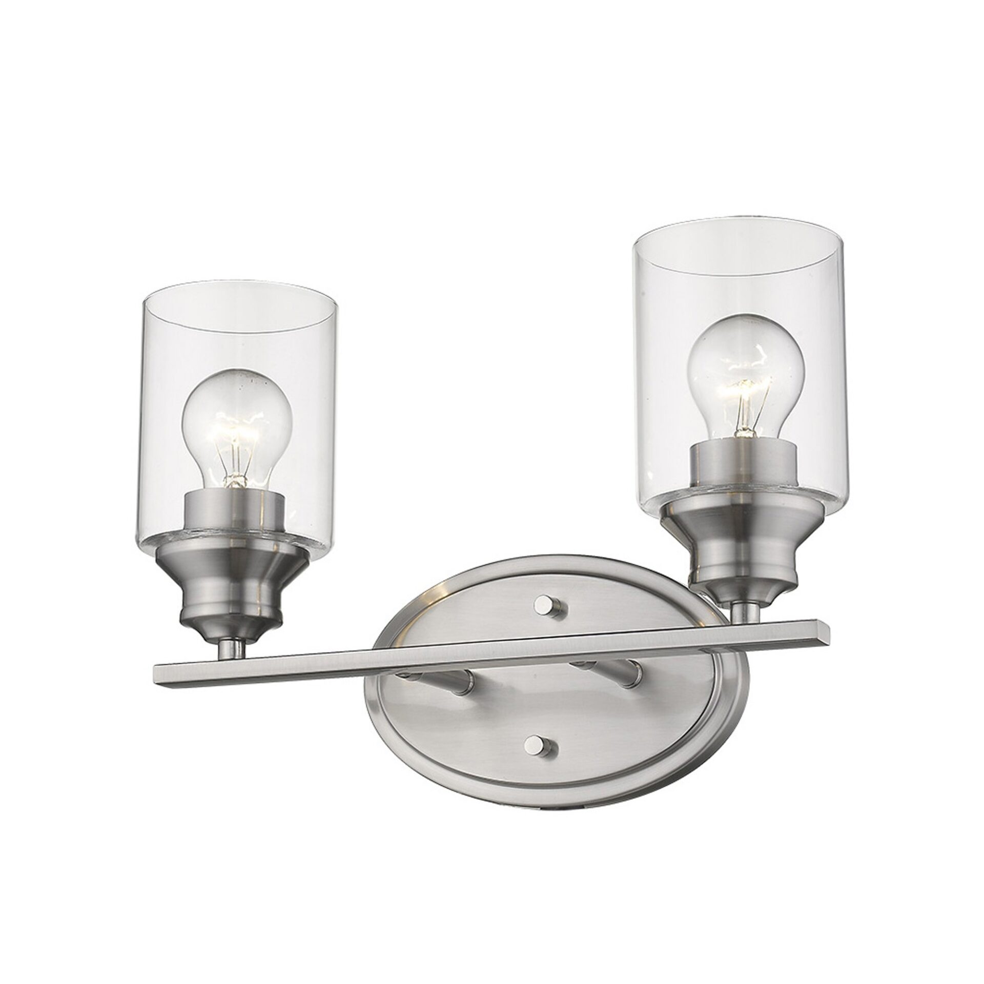 Two Light Silver Wall Sconce with Clear Glass 4 Two Light Silver Wall Sconce with Clear Glass - Image 4