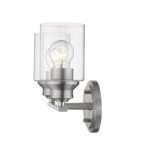 Two Light Silver Wall Sconce with Clear Glass 6 Two Light Silver Wall Sconce with Clear Glass