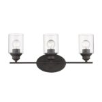 Bronze Wall Light with Clear Glass Shades, Three-Light