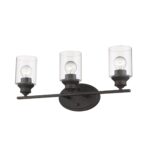 Bronze Wall Light with Clear Glass Shades, Three-Light