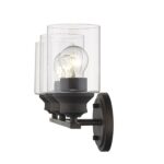 Bronze Wall Light with Clear Glass Shades, Three-Light