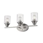 Satin Nickel Three-Light Wall Light with Clear Glass Shades