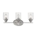 Satin Nickel Three-Light Wall Light with Clear Glass Shades