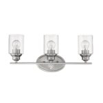 Satin Nickel Three-Light Wall Light with Clear Glass Shades