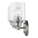 Satin Nickel Three-Light Wall Light with Clear Glass Shades