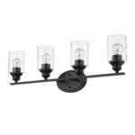 Matte Black Four-Light Wall Light with Clear Glass Shades