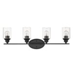 Matte Black Four-Light Wall Light with Clear Glass Shades