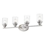 Silver Four-Light Wall Light with Clear Glass Shades 10 Silver Four-Light Wall Light with Clear Glass Shades