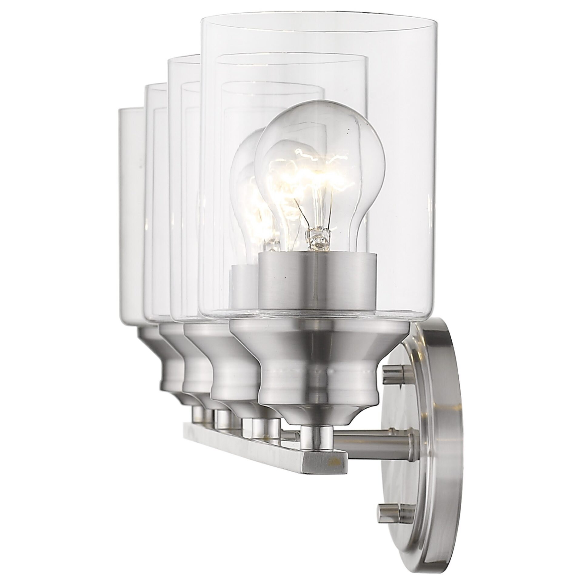 Silver Four-Light Wall Light with Clear Glass Shades 1 Silver Four-Light Wall Light with Clear Glass Shades