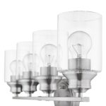Silver Four-Light Wall Light with Clear Glass Shades 11 Silver Four-Light Wall Light with Clear Glass Shades