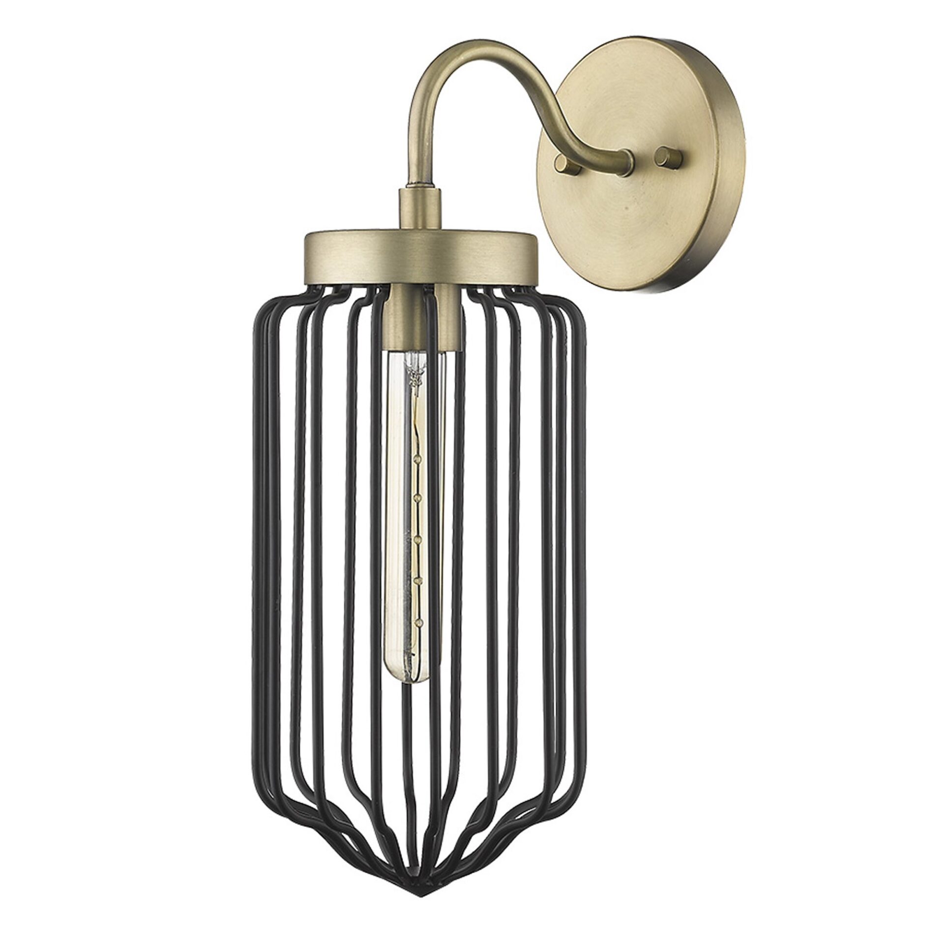 Gold and Black Modern Metal Cage Wall Sconce 1 Gold and Black Modern Metal Cage Wall Sconce