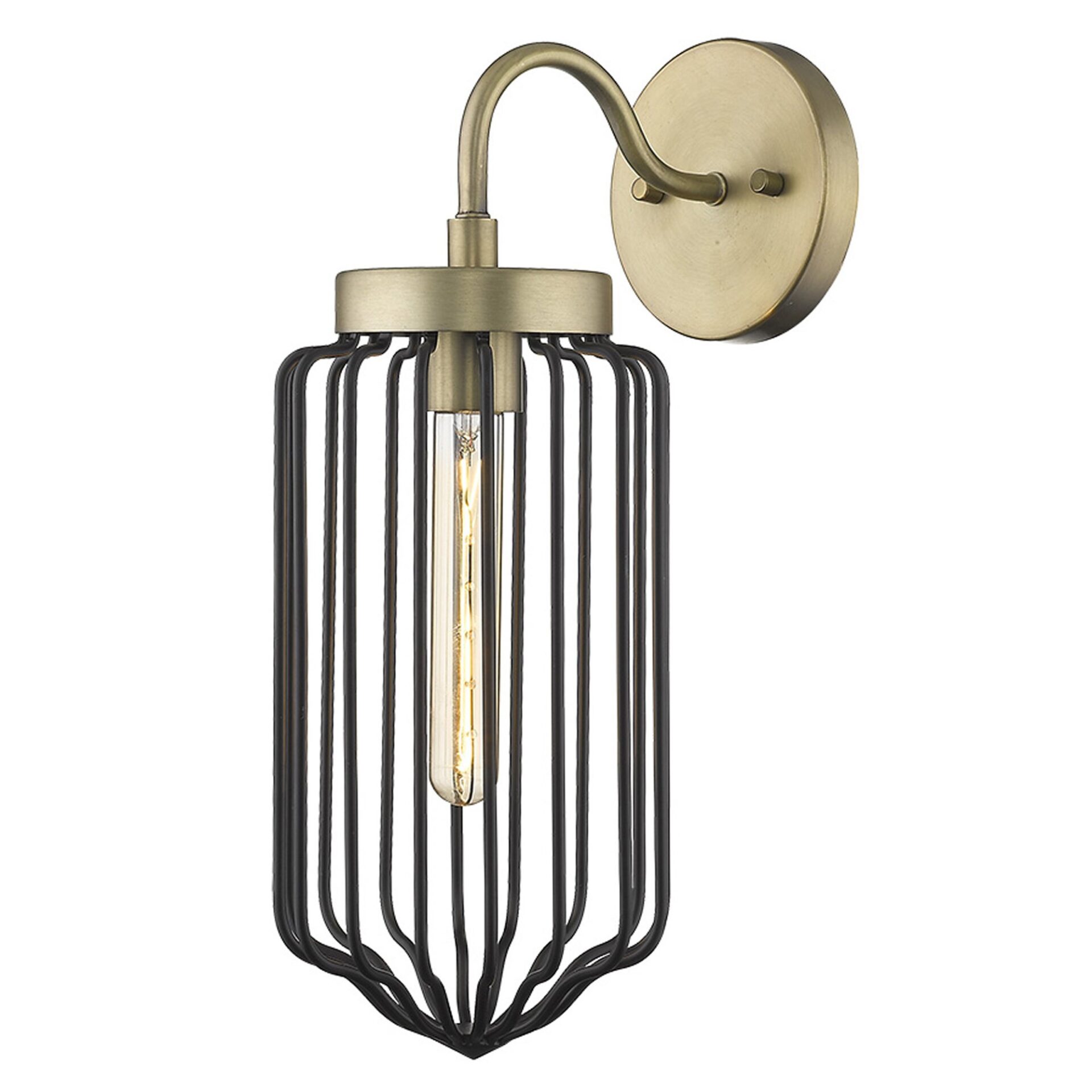 Gold and Black Modern Metal Cage Wall Sconce 2 Gold and Black Modern Metal Cage Wall Sconce - Image 2