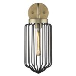 Gold and Black Modern Metal Cage Wall Sconce 12 Gold and Black Modern Metal Cage Wall Sconce