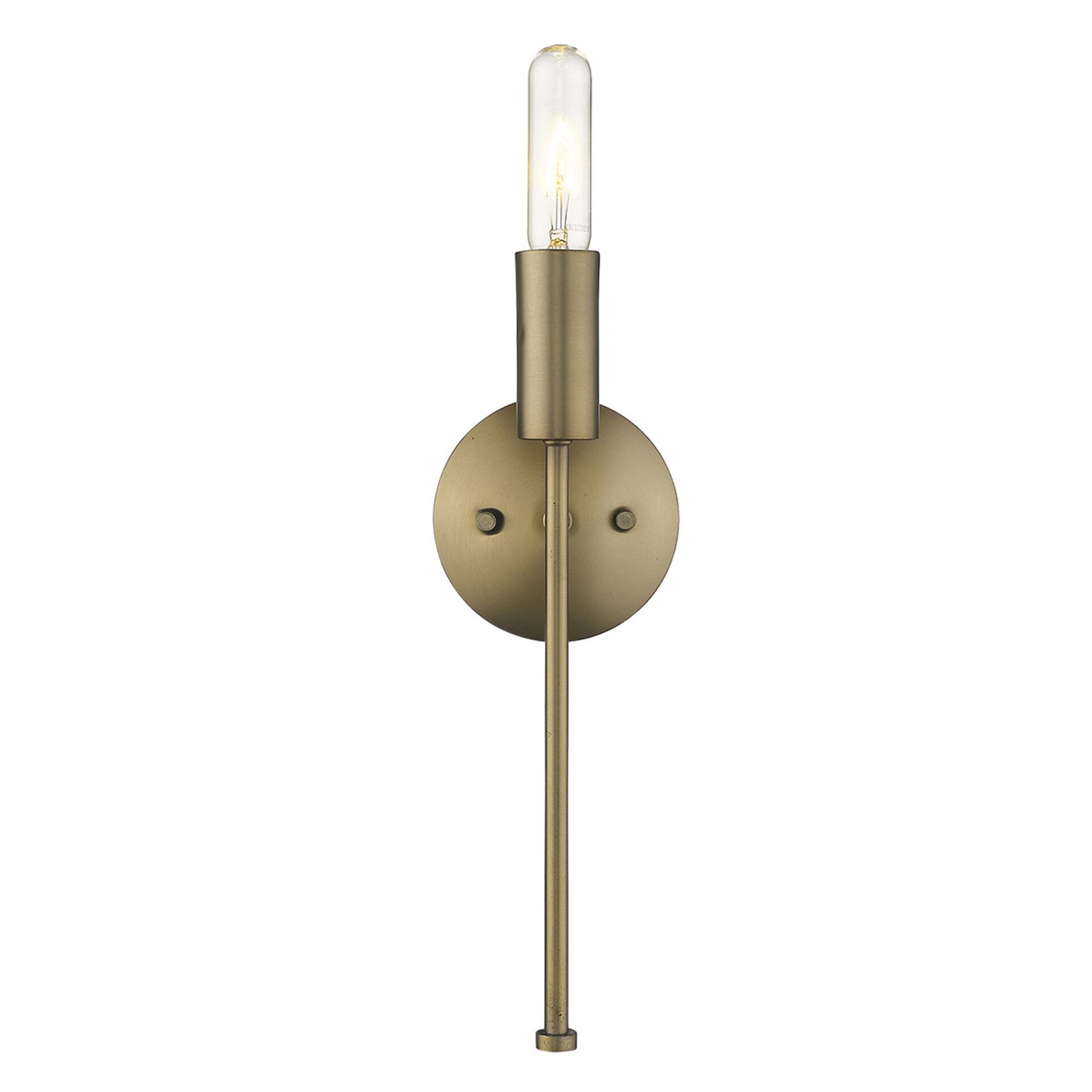 Dull Gold Modern Industrial Wall Sconce with Exposed Bulb 2 Dull Gold Modern Industrial Wall Sconce with Exposed Bulb - Image 2