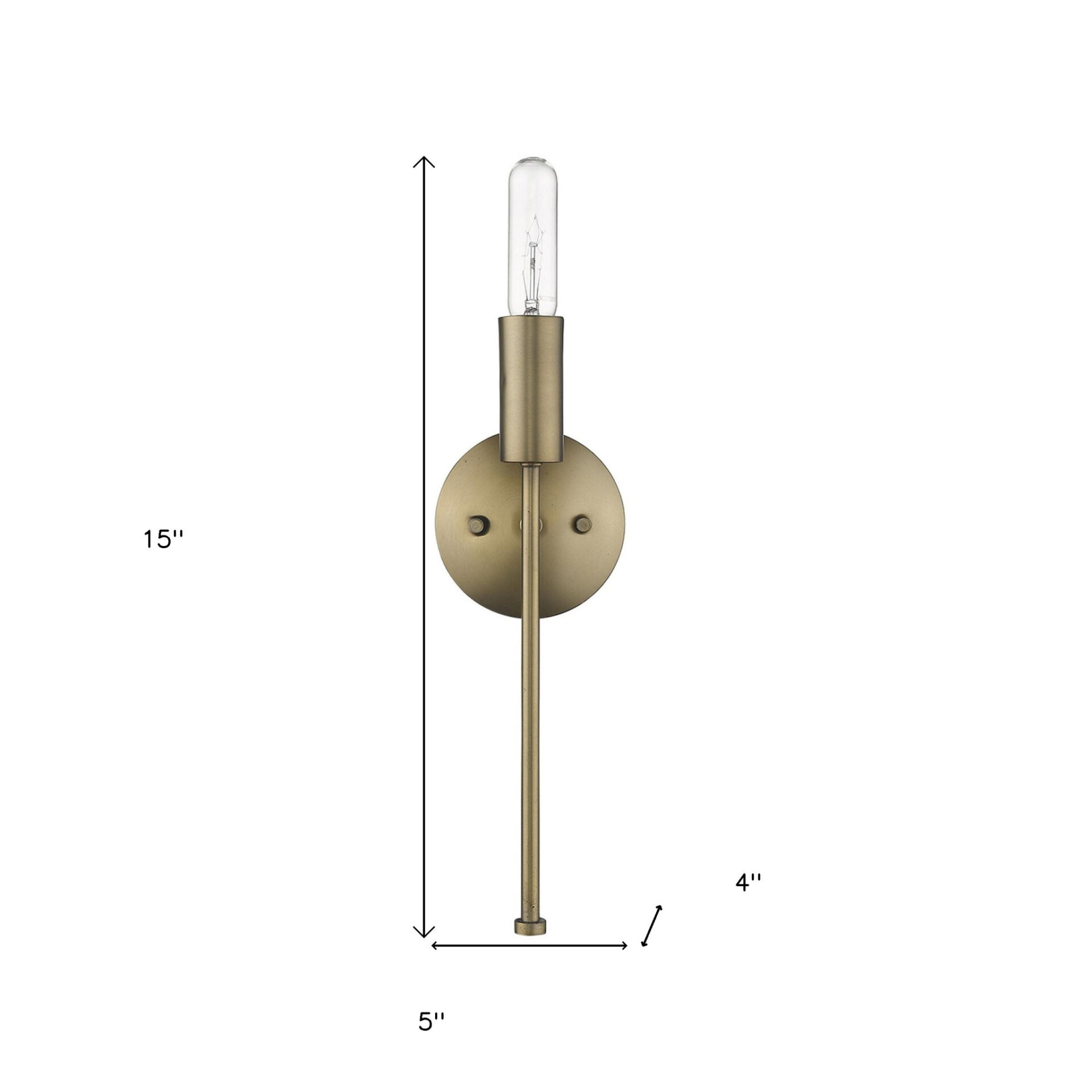 Dull Gold Modern Industrial Wall Sconce with Exposed Bulb 6 Dull Gold Modern Industrial Wall Sconce with Exposed Bulb - Image 6
