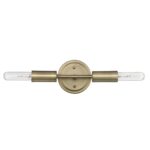Two-Light Dull Gold Modern Wall Sconce with Exposed Bulbs 7 Two-Light Dull Gold Modern Wall Sconce with Exposed Bulbs