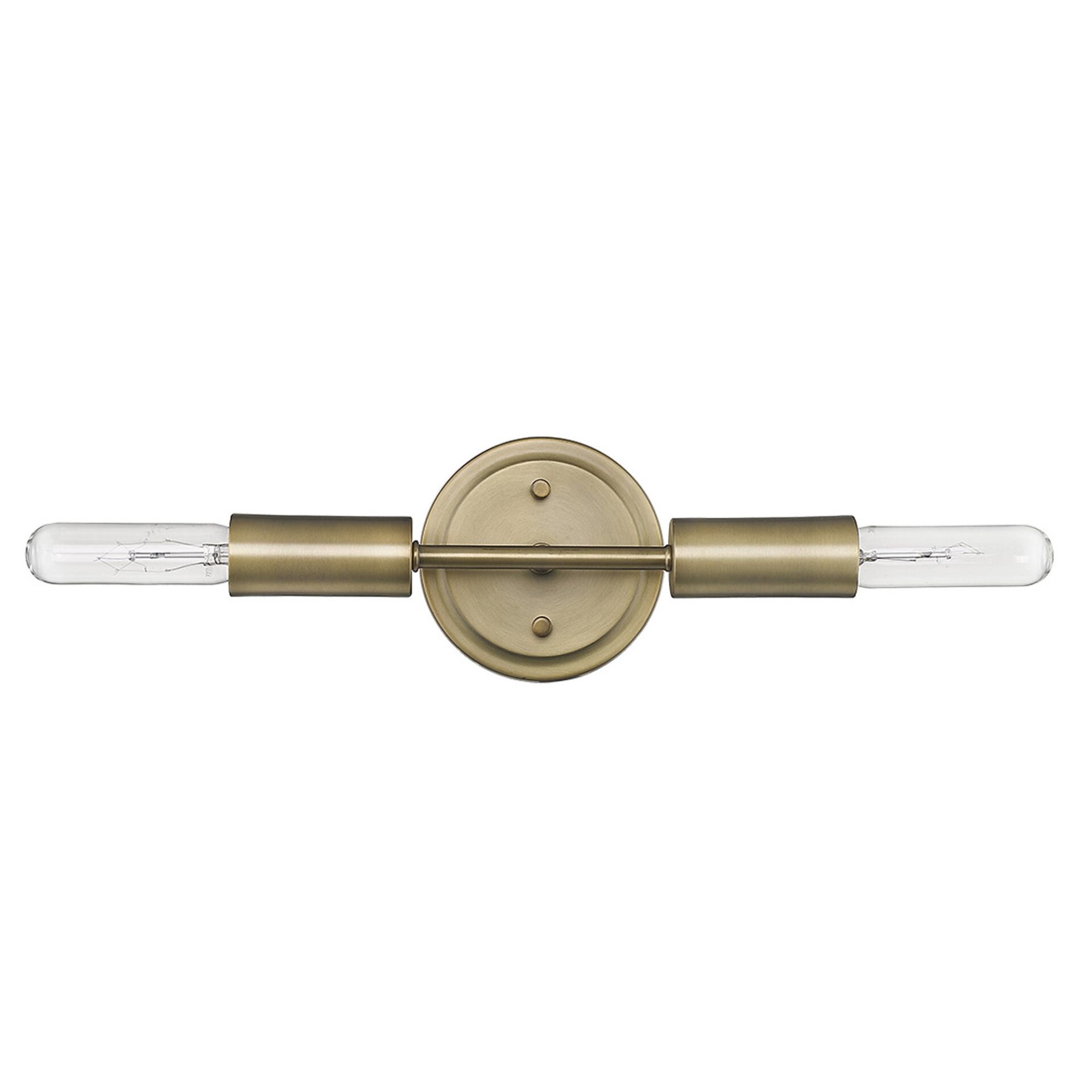 Two-Light Dull Gold Modern Wall Sconce with Exposed Bulbs 2 Two-Light Dull Gold Modern Wall Sconce with Exposed Bulbs - Image 2