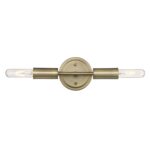 Two-Light Dull Gold Modern Wall Sconce with Exposed Bulbs 8 Two-Light Dull Gold Modern Wall Sconce with Exposed Bulbs