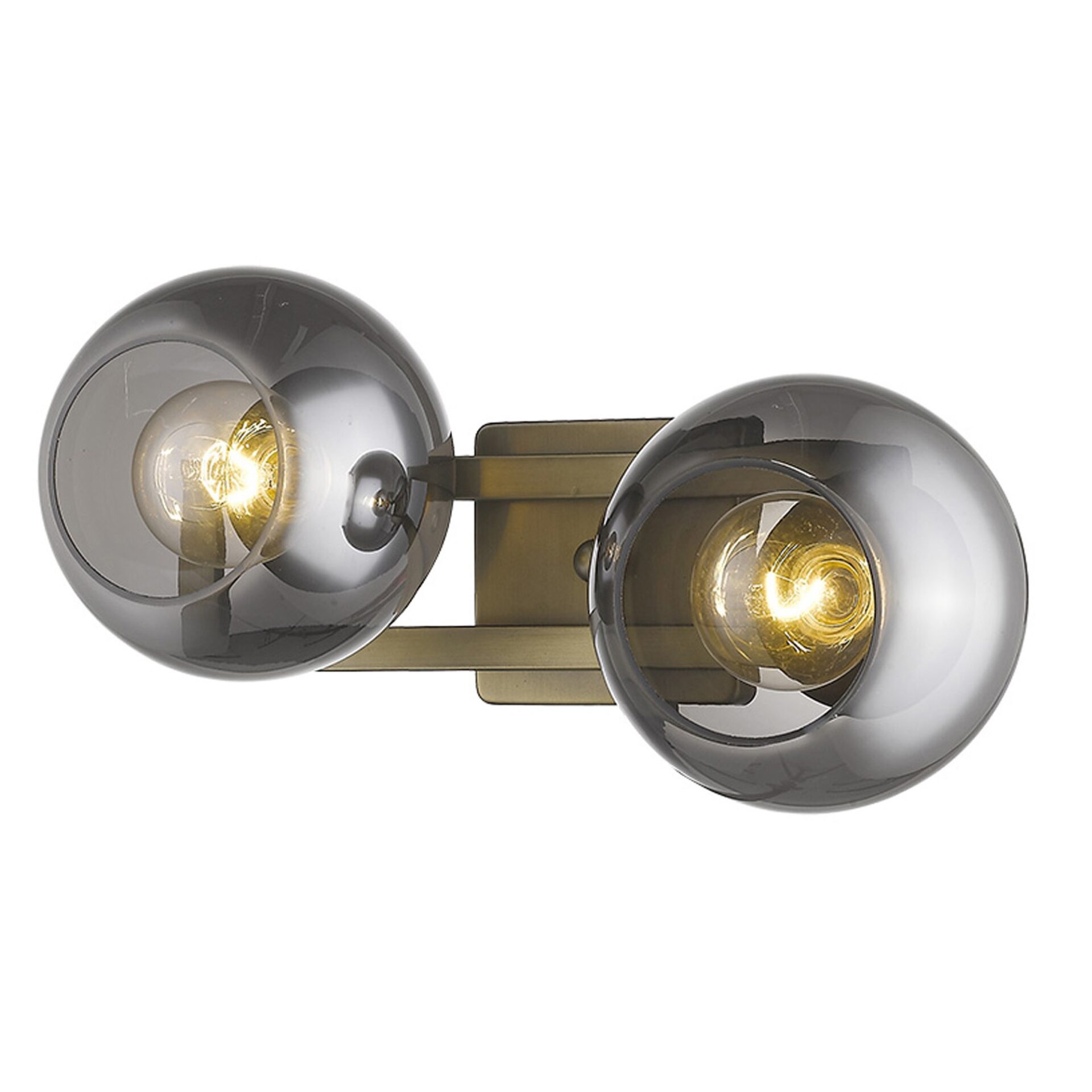 Lunette Mid-Century Modern Aged Brass Sconce with Smoke Glass 1 Lunette Mid-Century Modern Aged Brass Sconce with Smoke Glass