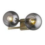 Lunette Mid-Century Modern Aged Brass Sconce with Smoke Glass 11 Lunette Mid-Century Modern Aged Brass Sconce with Smoke Glass