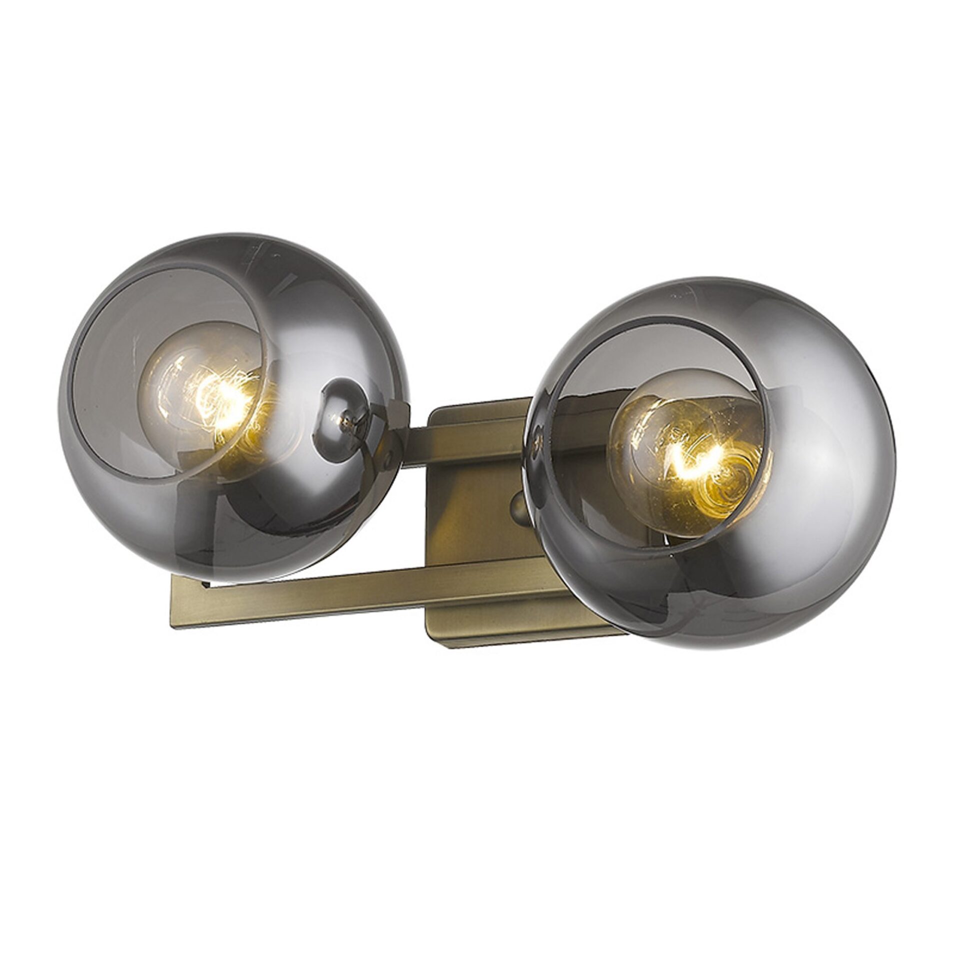Lunette Mid-Century Modern Aged Brass Sconce with Smoke Glass 2 Lunette Mid-Century Modern Aged Brass Sconce with Smoke Glass - Image 2