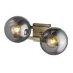 Lunette Mid-Century Modern Aged Brass Sconce with Smoke Glass 12 Lunette Mid-Century Modern Aged Brass Sconce with Smoke Glass
