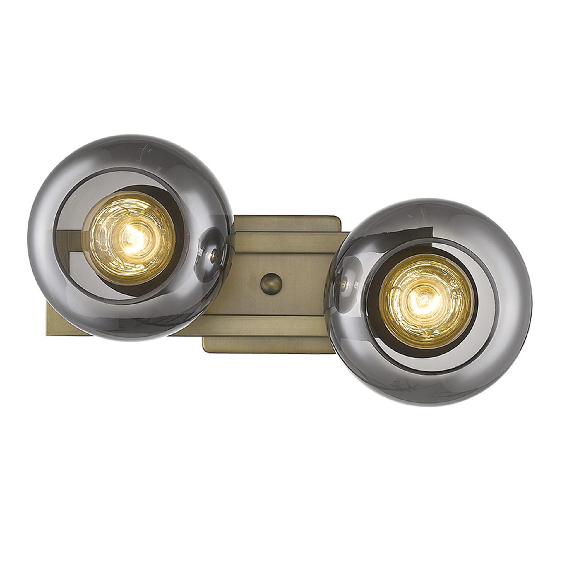 Lunette Mid-Century Modern Aged Brass Sconce with Smoke Glass 8 Lunette Mid-Century Modern Aged Brass Sconce with Smoke Glass - Image 8