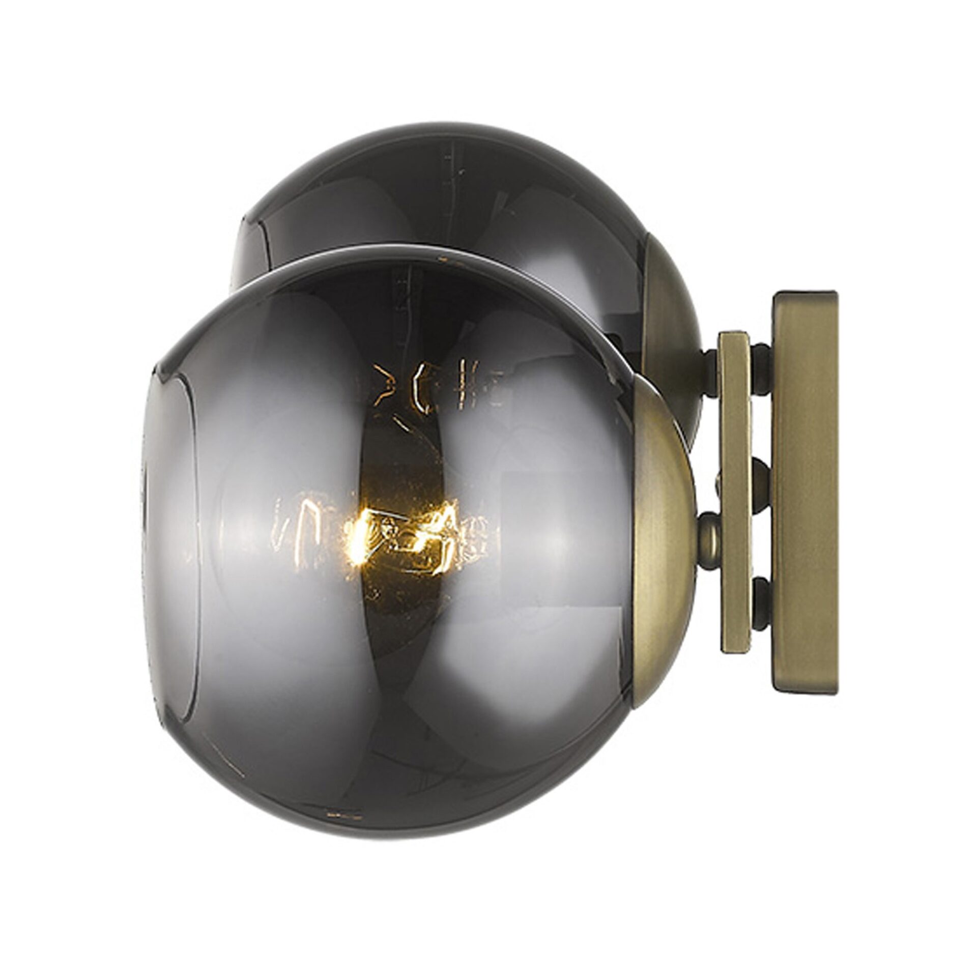 Lunette Mid-Century Modern Aged Brass Sconce with Smoke Glass 4 Lunette Mid-Century Modern Aged Brass Sconce with Smoke Glass - Image 4