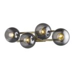 Lunette Mid-Century Modern 4-Light Aged Brass Wall Sconce 12 Lunette Mid-Century Modern 4-Light Aged Brass Wall Sconce