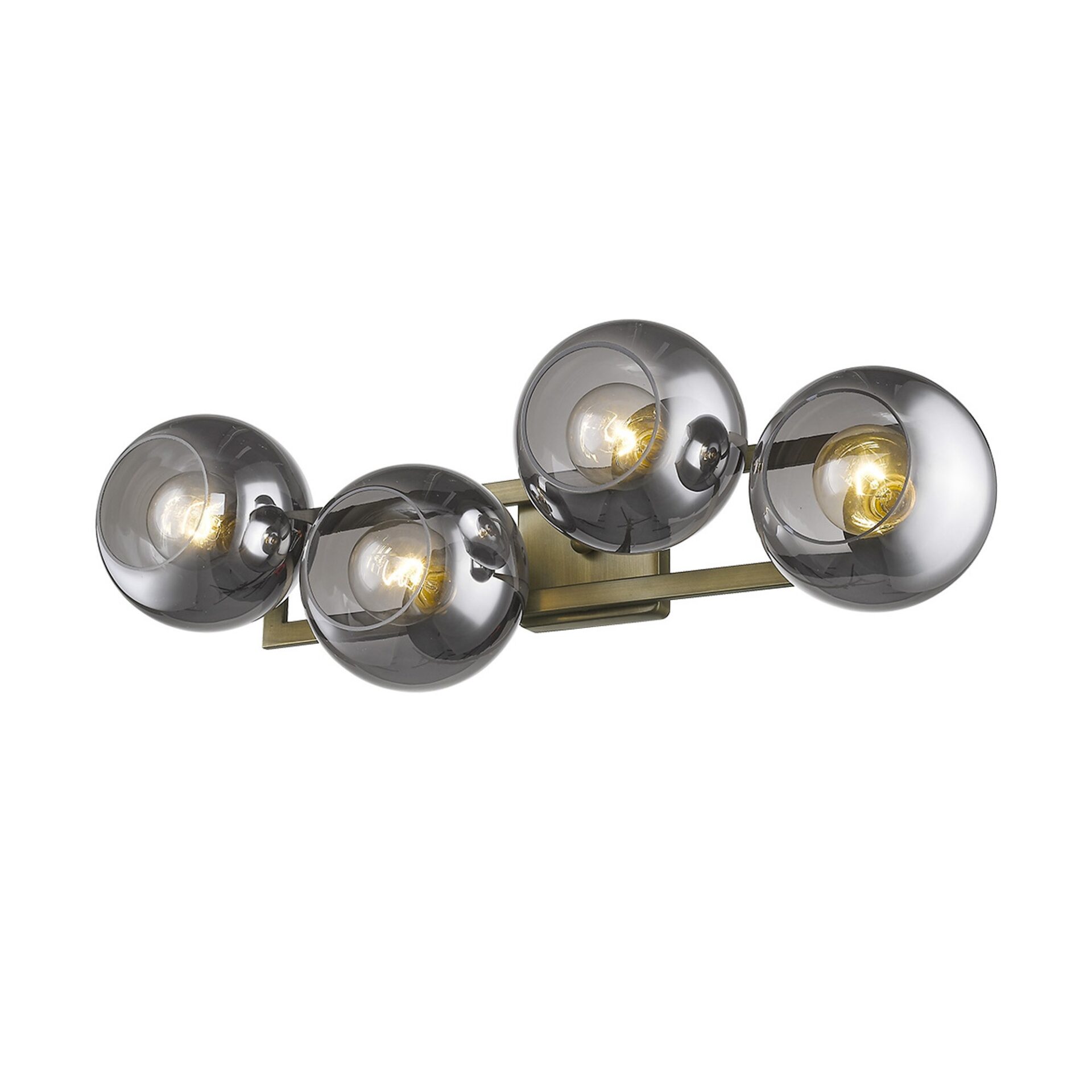 Lunette Mid-Century Modern 4-Light Aged Brass Wall Sconce 4 Lunette Mid-Century Modern 4-Light Aged Brass Wall Sconce - Image 4