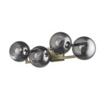 Lunette Mid-Century Modern 4-Light Aged Brass Wall Sconce 14 Lunette Mid-Century Modern 4-Light Aged Brass Wall Sconce