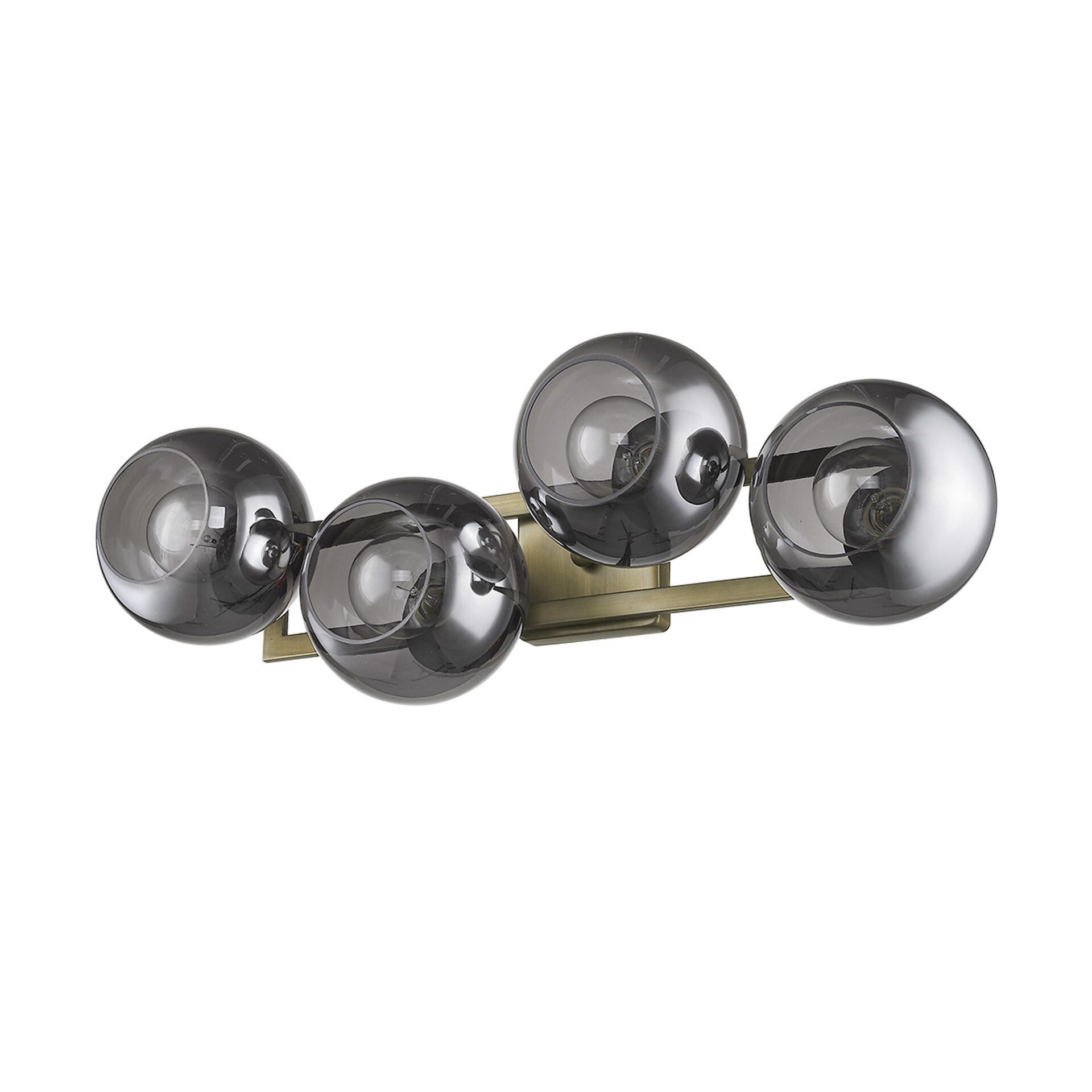 Lunette Mid-Century Modern 4-Light Aged Brass Wall Sconce 5 Lunette Mid-Century Modern 4-Light Aged Brass Wall Sconce - Image 5
