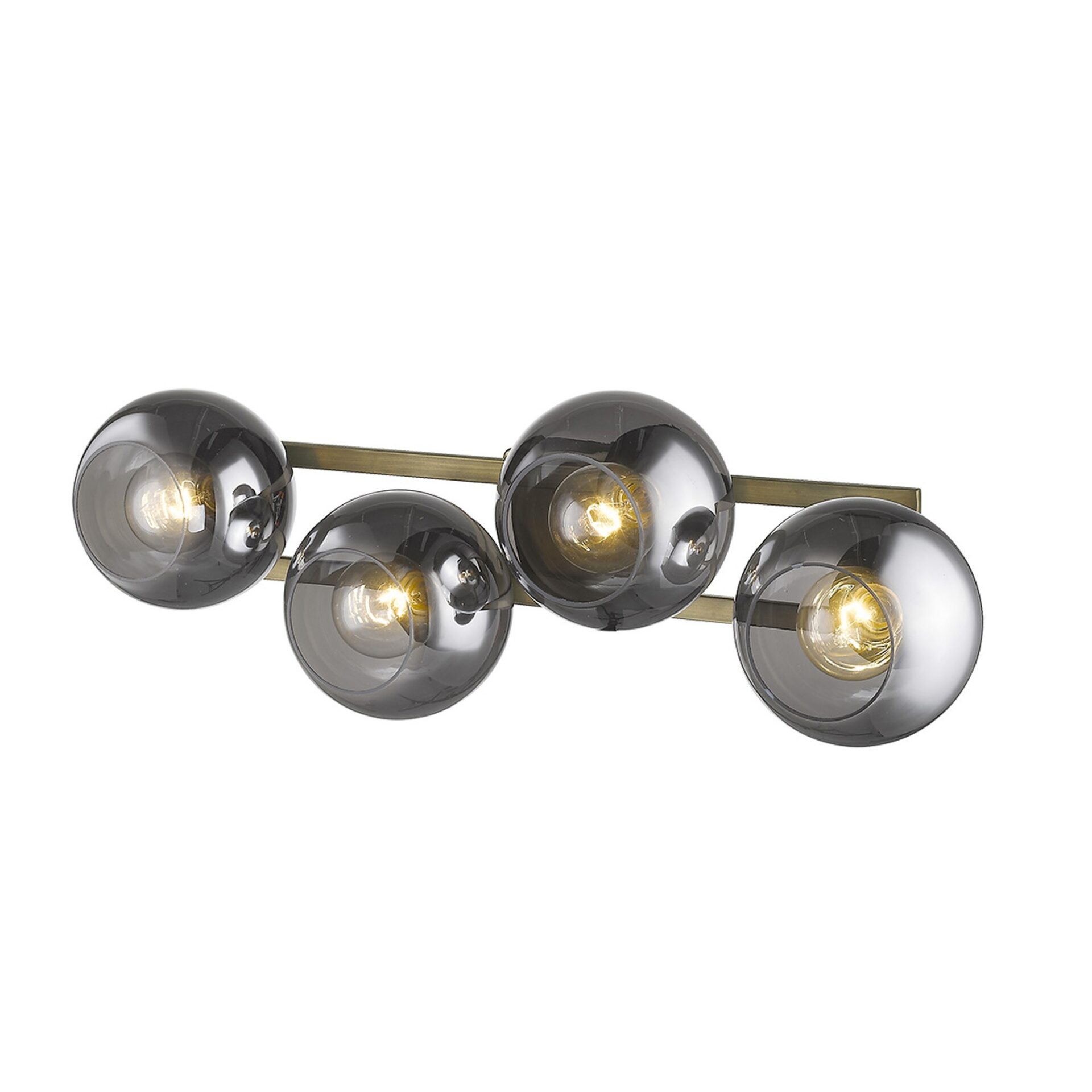 Lunette Mid-Century Modern 4-Light Aged Brass Wall Sconce 6 Lunette Mid-Century Modern 4-Light Aged Brass Wall Sconce - Image 6