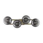 Lunette Mid-Century Modern 4-Light Aged Brass Wall Sconce 16 Lunette Mid-Century Modern 4-Light Aged Brass Wall Sconce