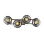 Lunette Mid-Century Modern 4-Light Aged Brass Wall Sconce 17 Lunette Mid-Century Modern 4-Light Aged Brass Wall Sconce