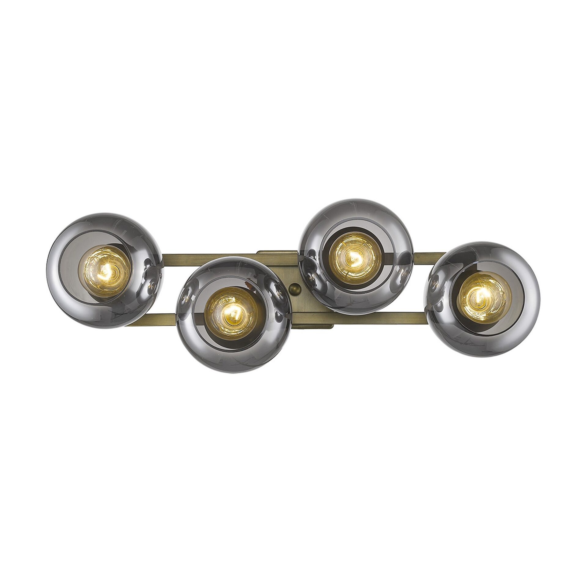 Lunette Mid-Century Modern 4-Light Aged Brass Wall Sconce 8 Lunette Mid-Century Modern 4-Light Aged Brass Wall Sconce - Image 8